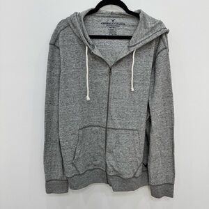American Eagle Outfitters cotton blend full zip Hoodie Sweater blue gray silver